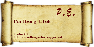 Perlberg Elek névjegykártya